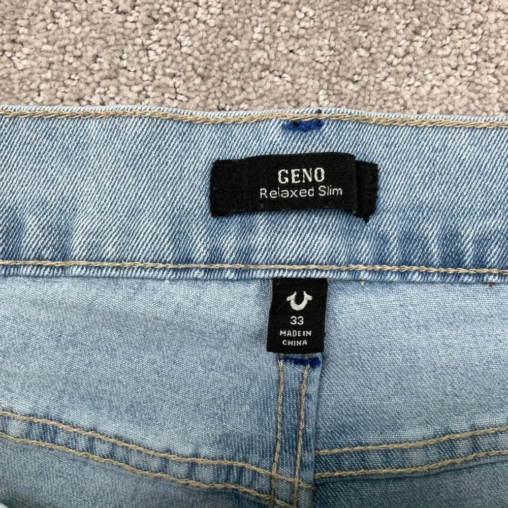 True Religion Geno Jeans Mens 33 Blue Fade Y2K Relaxed Slim Urban Iconic Denim